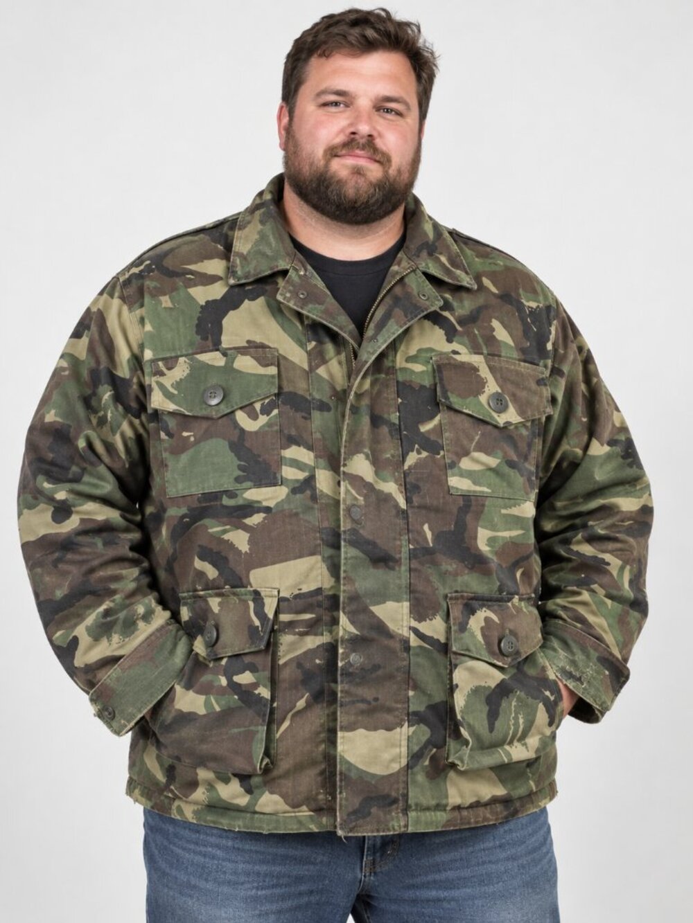 TRUST Men’s 5XL Woodland Camo M-65 Style Field Jacket Removable Liner Hood